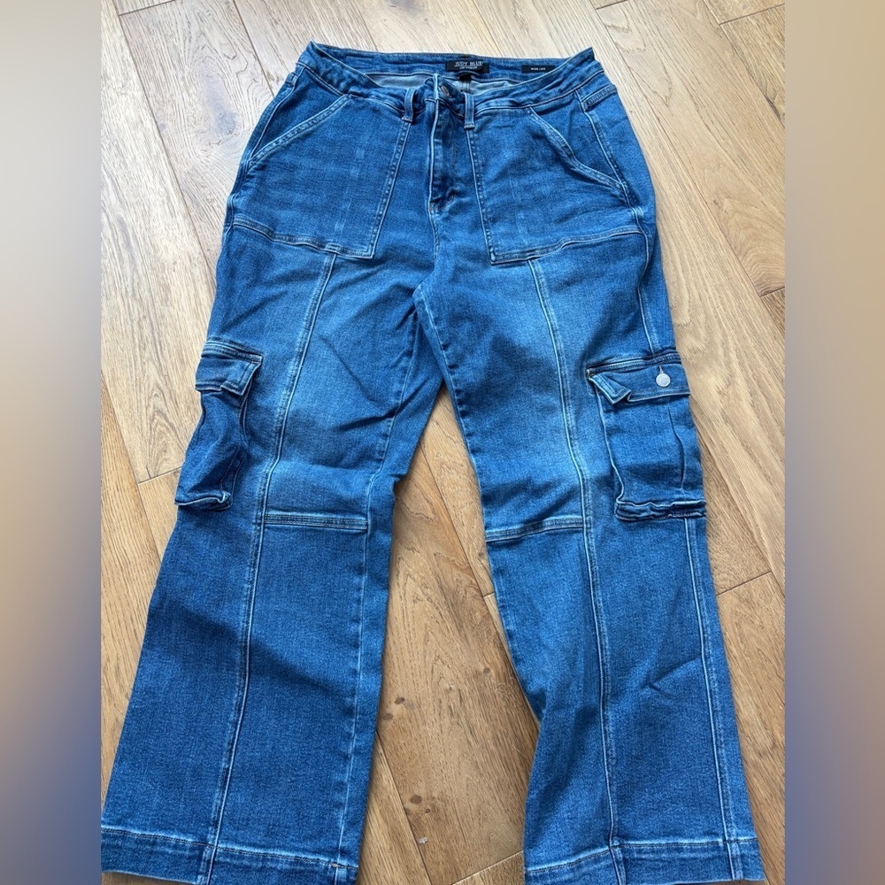 Judy Blue high waist wide leg cargo jeans 18 - Picture 2 of 8